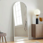 Prywot Arched Floor Mirror, 57 "x 20" Full Length Mirror Wall Mirrors Hanging or Leaning Arched-Top Full Body Mirrors with Stand for Bedroom, Dressing Room, White