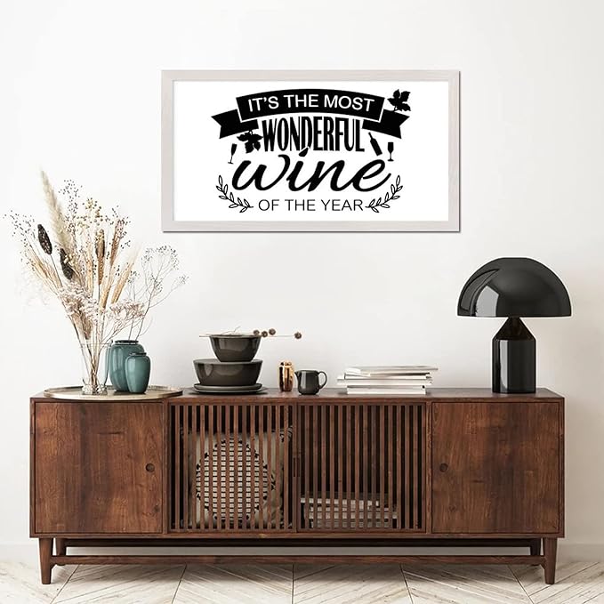 Family Quote 12x22in Wood Sign with Inspirational Quotes Its the Most Wonderful Wine of the Year White Frame Wooden Plaque Housewarming Gift for Cottage Front Door Farmhouse Porch Wall Decor