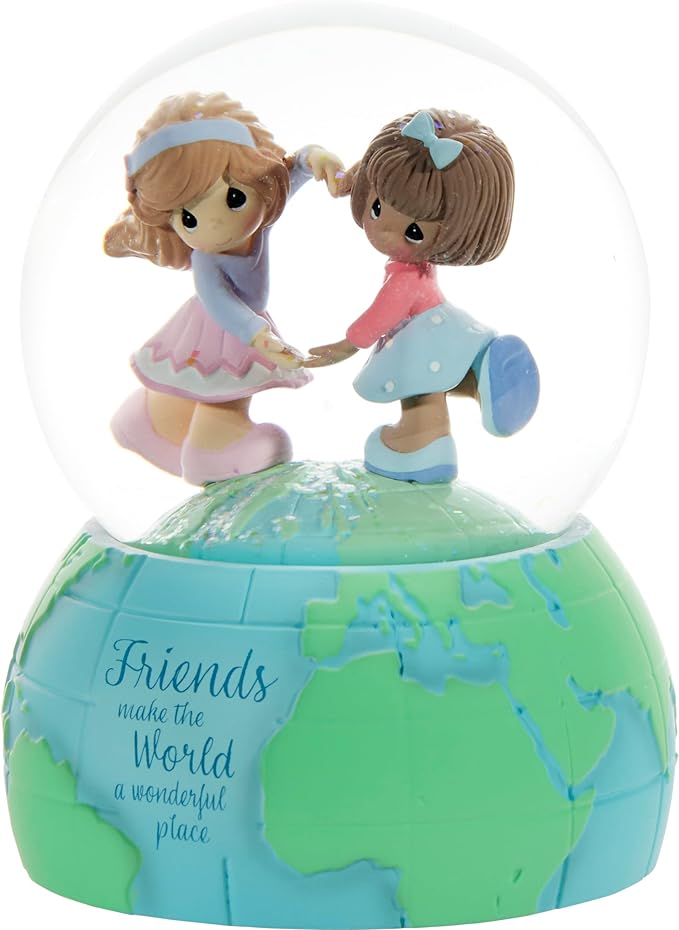Precious Moments Best Friends Snow Globe | Friends Make The World A Wonderful Place Resin/Glass Musical Snow Globe | Gift & Home Decor | Hand-Painted
