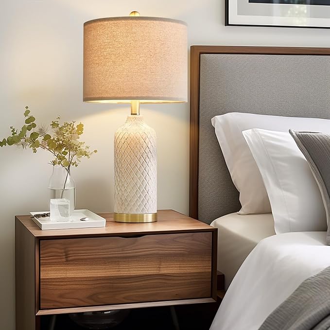G-SAFAVA 24.25" Table Lamps Set of 2 Modern Ceramic Lamps for Living Room Bedside Lamp Gold for Night Stands Boho Bedroom Lamp Farmhouse Side End Table Lamps