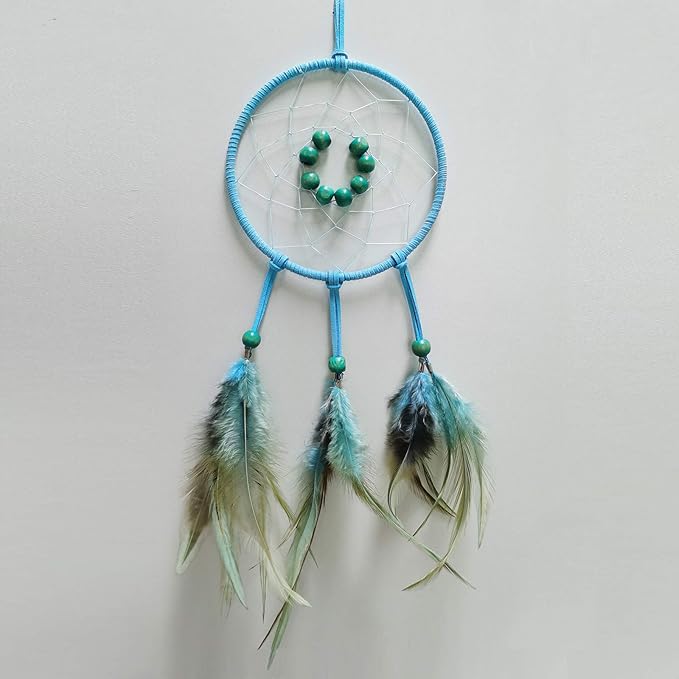 FANDOL DIY Dream Catcher Beginner Kit, Making Dream Catcher Supplies Include Metal Hoop, Feathers, Faux Suede Cord, Thread, Wood Beads (Sky Blue)