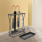 Umbrella Holder Stand,Metal Umbrella Holder Stand with Removable Drip Tray,Industrial Free Standing Umbrella Rack Organizer for Entryway Home Office Patio Decor,18 Slots 20 Hooks