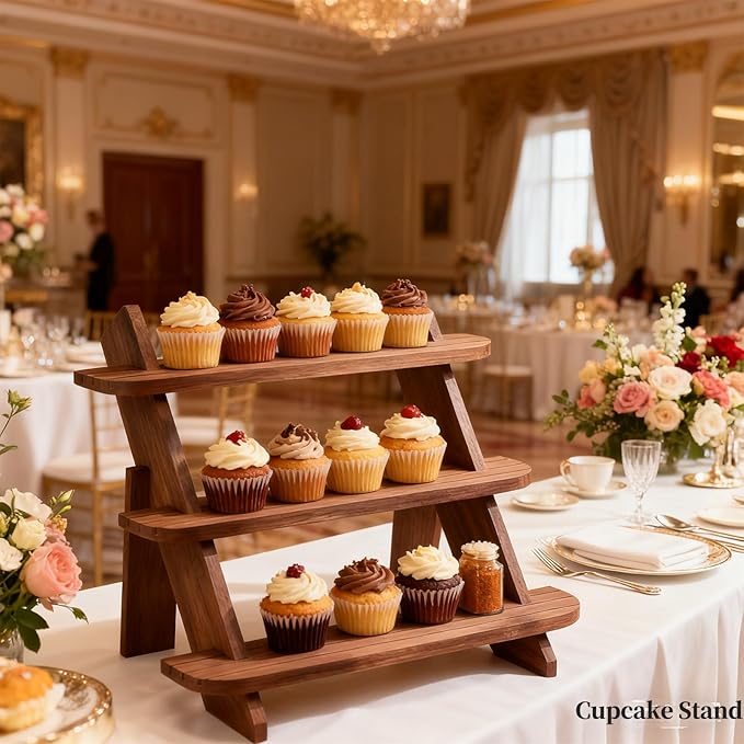 Wooden Display Stand, Tiered Cupcake Stand, 3 Tier Display Stand Riser, Rustic Risers Dessert Table Display Shelf Spice Rack Organizer Holder, Cologne Stand Perfume Organizer Stand