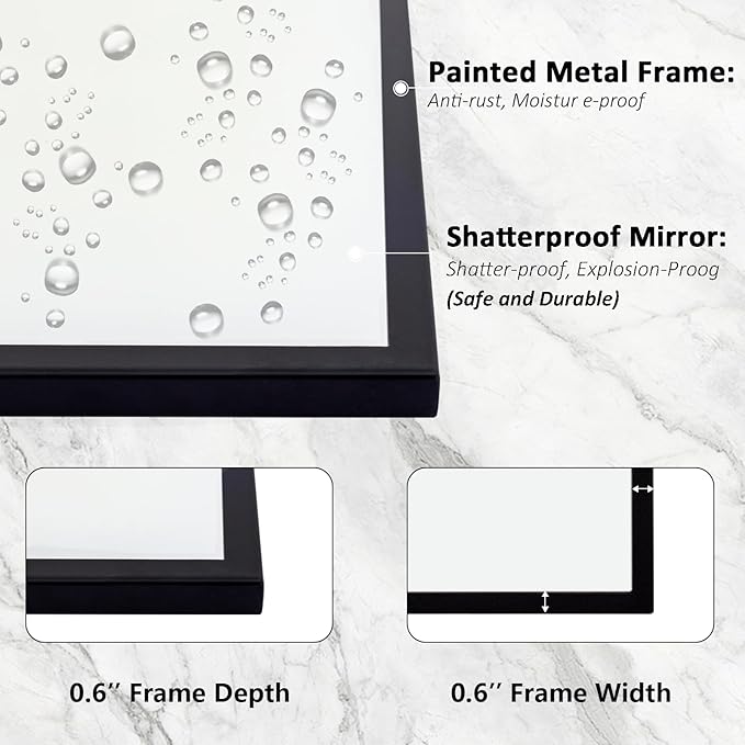 Arched Mirror Wall Decor, 32"x24" Black Wall Mirror, with Antique Metal Frame, for Elegant Entryway, Bathroom, Living Room, Bedroom