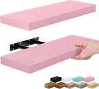 Sorbus Floating Shelves for Wall – 16 Inch Floating Shelf for Kitchen, Bedroom, Living Room, Bathroom, Home & Wall Decor - Mounted Bathroom Shelves with Invisible Brackets (Soft Pink, 2 Pack)