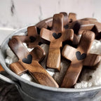 Wooden Cross Fidget Wood Pocket Prayer Fidget Cross to Hold Gifts for People with Depression/Anxiety(Black 5pcs)