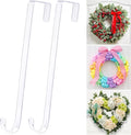 12" Clear Wreath-Hanger Non Scratch Over The Door Hooks,2 Pack Easter Halloween Christmas Decoration Welcome Sign for Front Doors Décor Inside Outside,Slim Hangers Organizer for Home
