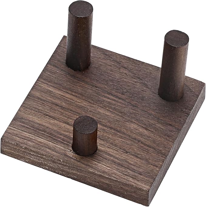 Hipiwe Rock Display Stand Three Peg Easel Holder with Square Base Walnut Display Stand for Geodes Mineral Agate Collectibles, 3.3" L x 3.3" W x 2.1" H