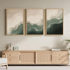 Large Framed Green and Beige Abstract Wall Art Set of 3, Modern Neutral Canvas Prints Paintings Artwork for Walls, Minimalist Abstract Pictures for Living Room Dining Room Bedroom Wall Decor 20x30 In