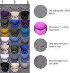 Dofilachy Hat Rack - Hat Organizer - Hat Racks for Baseball Caps, Visible Hat Holder - Baseball Cap Rack for Wall Door with 3 Hooks, 24 Deep Pockets (Dark grey, 1 pack)