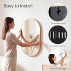 Sweetcrispy 20" x 30" Gold Bathroom Mirror for Wall, Oval Wall Mirrors with Metal Frame, Tempered Glass, Modern Vanity Mirror for Over Sink, Living Room, Bedroom, Entryway, Horizontal or Vertical