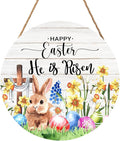 Harooni Easter Hanging Sign 12x12 Inch He is Risen Wooden Door Sign