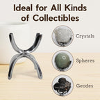 My Shelfie - Modern Silver Claw Rock Display Stand, Crystal Holder with Invertable Design, Crystal Display Holds Crystals From 2-3 Inches, Handmade Aluminum Rock Stands for Display, Large