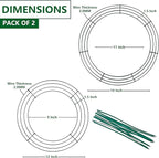 2-Pack Wire Wreath Frame – Round Metal Wreath Form with Ring Design for DIY Crafts, Floral Projects, and Home Decor – Dark Green Wire Frame for Christmas Holiday & Weddings (12 + 14 Inches)