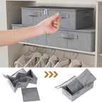 Underbed Storage Box, Foldable Under Bed Bins Container, Organizer Baskets with Lid for Organizing Clothes, Sheets, Pillows, Comforter, 31.4x15.7x5.9in, Grey, 3 Pack