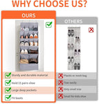 FENTEC 1 Pack Over the Door Shoe Organizers, Hanging Shoe Organizer with Large Deep Pocket Shoe Holder for Closet Shoes Rack for Wall, Over Door Shoe Storage Hold up to 18 Pairs Shoes, Beige