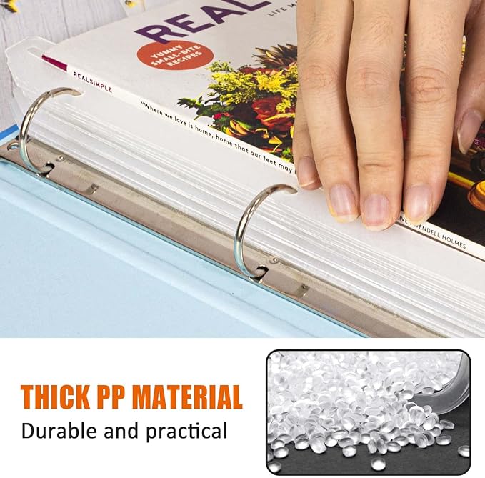 tutata 24Pcs 3 Hole Punched Magazine Holders, Magazine Organizer, 3 Ring Binder Insert Strips, Translucent White
