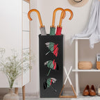 Metal Umbrella Holder, 16.5x6.3x6.3inch Square Free Standing Umbrella Rack Decorative Umbrella Holder Bin Multipurpose Walking Sticks Holder for Umbrella Cane Entryway Home Office (Style B)