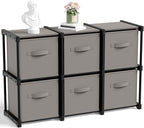 6 Cube Storage Organizer with Shelf Back to School Boxes 11 Inch Toy Storage Bins Closet Organizers Drawers Fabric Dresser for Playroom Books Bedroom Dorm Kitchen (Grey)