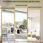 BEAUTYPEAK Full Length Mirror, 71"x26" Standing Hanging or Leaning Against Wall Floor Mirrors Body Dressing Wall-Mounted for Living Room, Bedroom with Aluminum Alloy Thin Frame, Gold