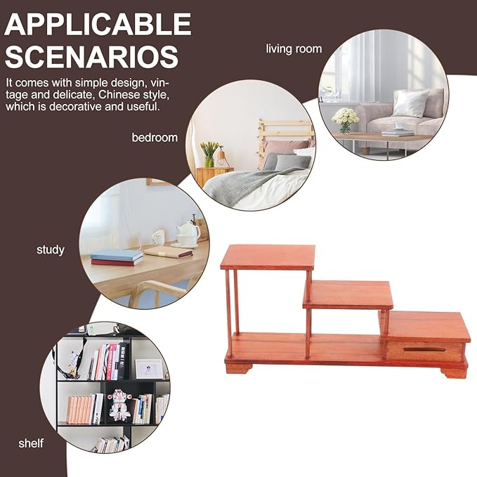 Veemoon Wooden Tiered Display Riser Stand for Figurines and Decor Vintage Style Home Decor