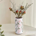 Ceramic Vase for Flowers – Modern Small Ribbed Textured Flower Vase for Home Decor, Pampas Grass, Decorative, Farmhouse, Coffee Table, Kitchen Centerpieces, Bookshelf and Home Living (Green and Beige)