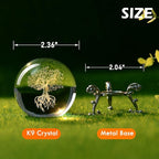 IFOLAINA 3D Tree of Life Crystal Ball with Stand Laser Engraved Glass Ball Tree of Life Decor Decorative Globes 3D Crystal Plant Sphere Gifts for Her Birthday