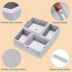 uxcell 1 Set Foldable Cloth Storage Box, 6 Slots Fabric Socks Underwear Drawer Dividers Organizers Baskets Bins for Clothes Socks Scarves Ties, Light Gray