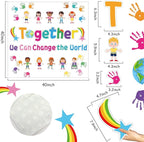Together We Can Change The World Classroom Bulletin Board Set Decorations Back to School Bulletin Board Hands with Hearts Diverse Children Cutouts for Kids and Teacher Classroom School Supplies Decor