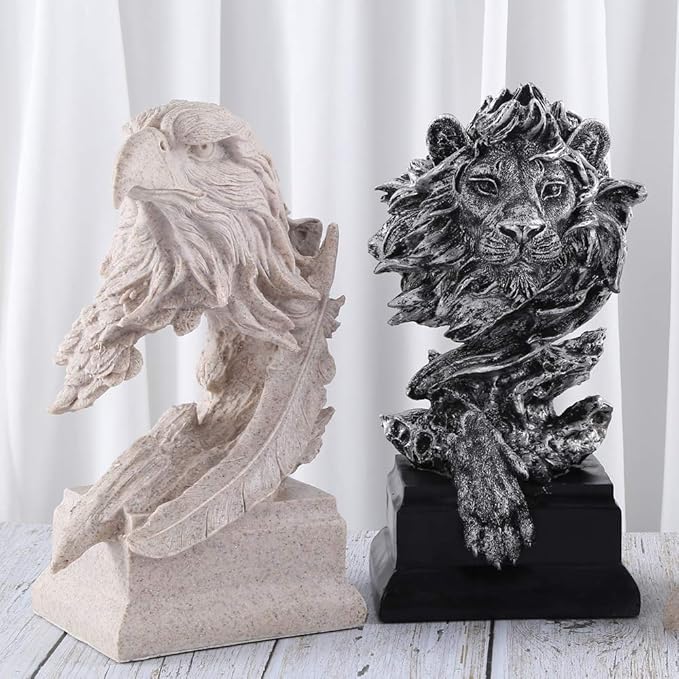 H&W Sandstone Bald Eagle Figurines - The USA's National Emblem - Statue Decoration for Home/Study/Living Room, Great Collectible Figurines, Best Gift for The Man, Sandstone Color (HH17-D4)