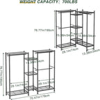 LEHOM G6M Heavy Duty Clothes Rack for Hanging Clothes, Portable Garment Rack Compact Size Closet Organizer, Freestanding Metal Clothing Rack Wardrobe Closet with Storage Shelves for Bedroom(Medium)