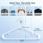 HOUSE DAY White Plastic Hangers 30 Pack, Plastic Clothes Hangers with Built-in Strap Hooks, Space Saving Slim Hanger for Closet Organizers and Storage, Durable Clothing Hanger for Shirts Blouses Tops
