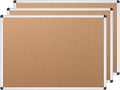 VIZ-PRO Cork Notice Board, 48 X 24 Inches, 3 Pack, Silver Aluminium Frame