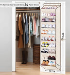 SLEEPING LAMB Shoe Rack for Door, Kids Door Shoe Organizer for Closet hanger, Narrow Hanging Sneaker Storage with Large Deep Pockets for Toddler, Girl, Baby Room Decor, Beige