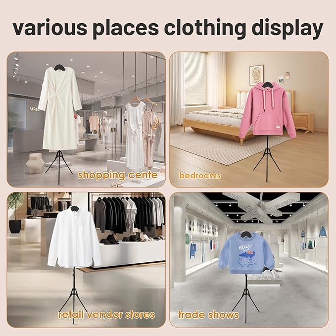Adjustable Shirt Display Stand 32-63 Inch, Foldable Clothing Display Stand for Retail Vendors, T Shirt Mannequin Torso, Steamer Rack Stand for Dress Clothes Garment