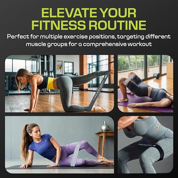Fabric Resistance Bands for Working Out – 5 Strength Levels from Extra Light to Extra Heavy – Thick Workout Bands for Legs, Glutes, HIPS, Stretching, Strength Training with Storage Bag