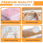 Clear Zippered Storage Bags Plastic Sweater Storage Bags with Zipper 6 Packs Clothing Organizer for Blankets Linen Sweater Bed Sheet Quilt Clothes Pillow (12 x 12 x 4 Inch)