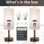 Fenmzee Brown Bedside Table Lamps Set of 2-3 Color Temperatures Pull Chain Lamp with AC Outlet Charging Port, Small Round Night Stand Lamps for Bedroom, Bed Side Light with E26 LED Bulbs