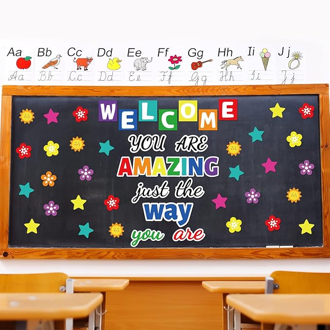 Classroom Bulletin Board Decoration Set Welcome Banner Wall Door Decor Colorful Classroom Decorations for Kindergarten Preschool Elementary Middle School (Welcome, You’re Amazing just The Way You are)