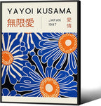 Yayoi Kusama Print Vintage Japanese Wall Art Abstract Yayoi Kusama Poster Minimalist Painting Art Exhibition Suitable for Japanese Bedroom,Living Room Office Decor 12x16in Black Framed