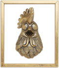 Newinhome Animal Heads Wall Decor (Includes Metal Frame) Resin Animals Sculptures Head Wall Hanging Decoration Gold vintage Wall Sculpture for Living Room Bedroom Office(Rooster)