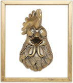 Newinhome Animal Heads Wall Decor (Includes Metal Frame) Resin Animals Sculptures Head Wall Hanging Decoration Gold vintage Wall Sculpture for Living Room Bedroom Office(Rooster)