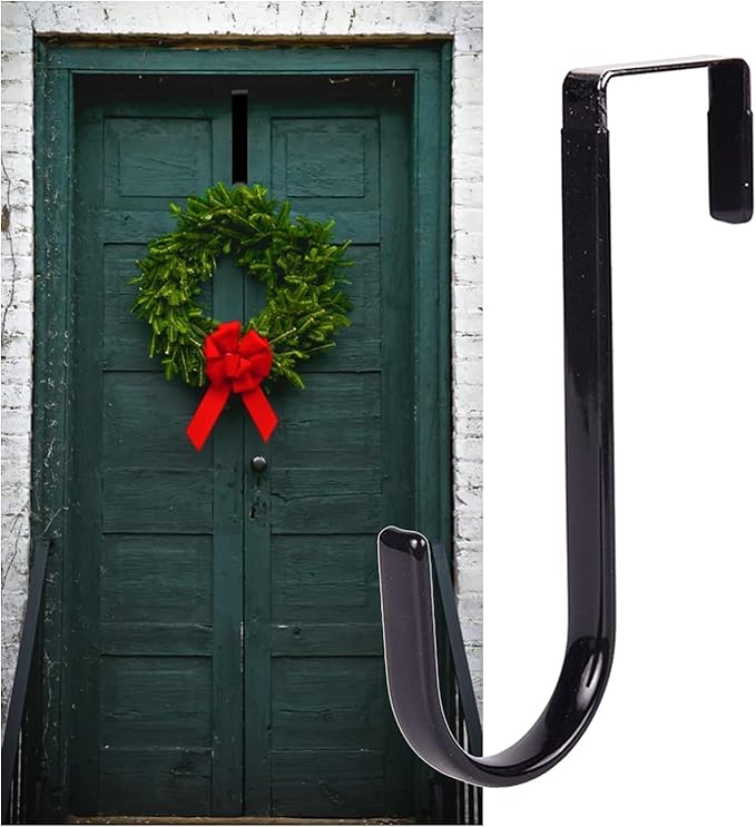 1 Pc Black Hanger 5" - Strong Bearing Hanger for Christmas Halloween Wreath Decorations, Steel Material, 20lb Load Bearing