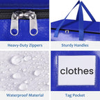 Moving Bags, Storage Bags with Sturdy Handles and Heavy Duty Zippers, Storage Totes for Space Saving, Moving & Storage, Collapsible Moving Supplies(125L, 4-Pack, Blue)