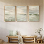 Large Framed Sage Green Abstract Landscape Wall Art, 3 Piece Modern Canvas Prints Paintings Artwork for Walls, Minimalist Nature Pictures for Living Room Dining Room Hallway Wall Decor, 20x30 In