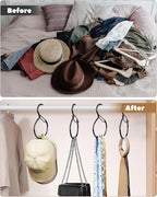 6 Pack Belt Hanger, Tie Hanger & Belt Organizer, Rust-Proof Belt Hanger for Closet, Ties, Scarves, Bags & Accessories, Keeps Closet Neat & Organized, Black
