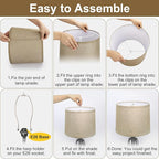 Drum Lampshades Set of 2, Fabric Lampshades for Table Lamps Floor Lamps, Medium Lampshades 11.6" Top x 12.6" Bottom x 9.8" High, Easy Assembly Shades Replacement, Natural Linen Hand Crafted (Spider)