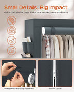 Clothes Rack, Portable Closet, 81.5 Inch Large Capacity Wardrobe Closet, Clothes Storage Organizer with Shelves and 5 Hanging Rods, Easy to Assembly, Grey PCT136G01
