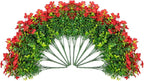 Artificial Fake Mums Plants Flowers for Outdoor Outside Fall Autumn, 12 Bundles Faux Silk Red Daisy UV Sun Resistant Look Real for Porch Patio Home Window Box Yard Planter