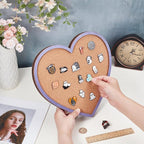 BENECREAT Purple Heart Pin Cork Board Bulletin Display Board, 10.6x11.8inch Wall Mounted Cork Board for Brooch Pin Storage, Office Home Festival Valentine's Decor